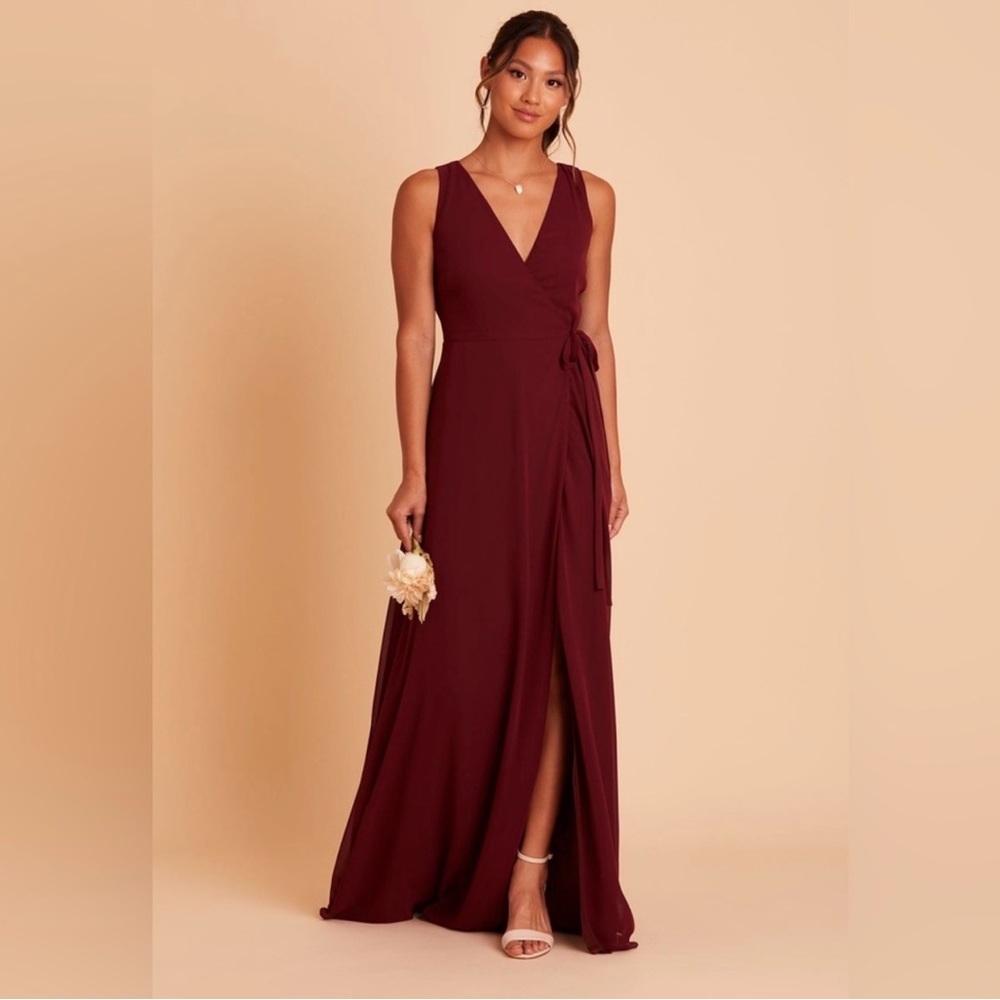 Birdy Grey Burgundy Wrap V-Neck Floor-Length Dress
